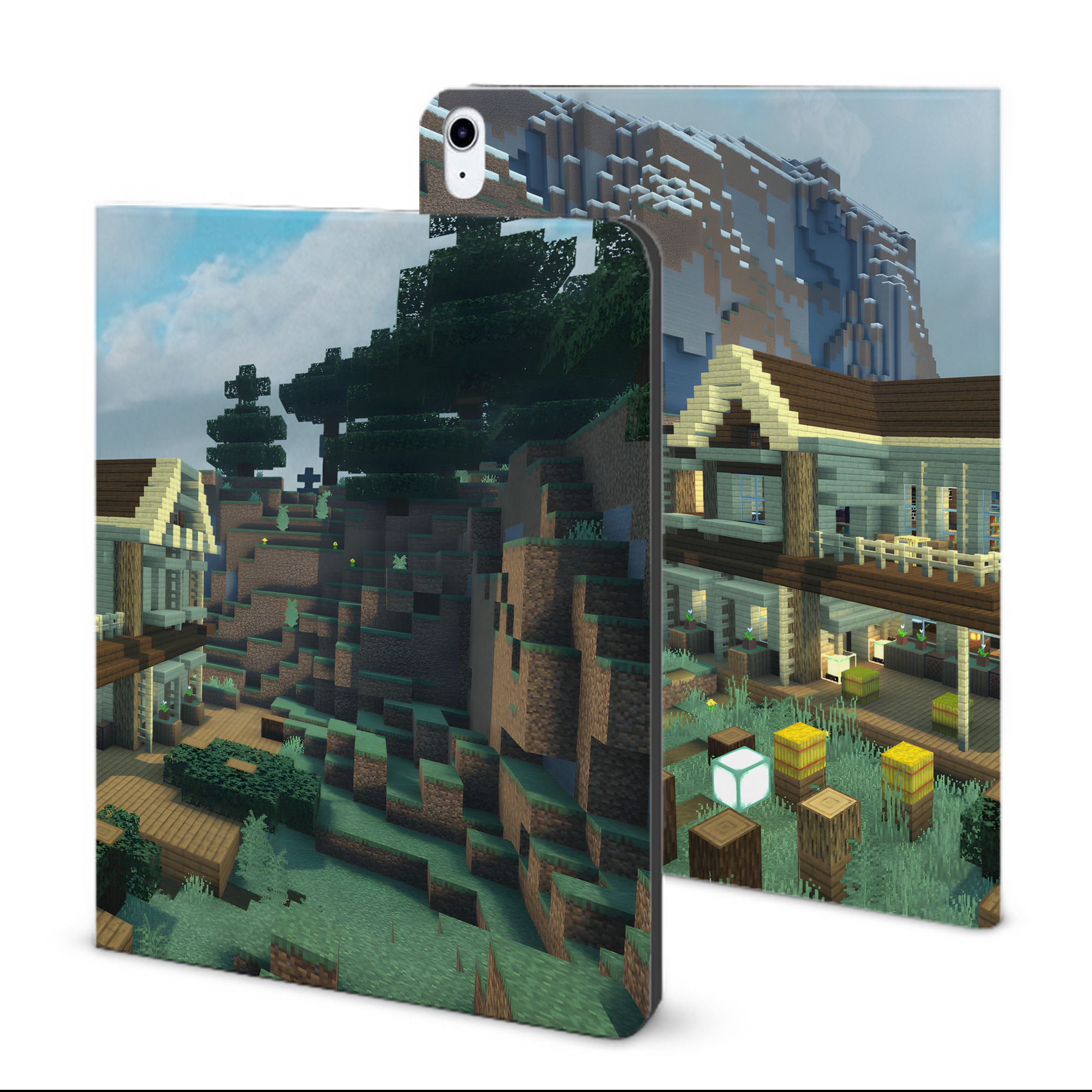 （画像用） マインクラフト ブロックの世界 Minecraft MC Block world IPad ケース ブック型 PUレザー TPU 耐衝撃 軽量 薄型 ペン収納なし 全面保護 IPad 各モデル対応